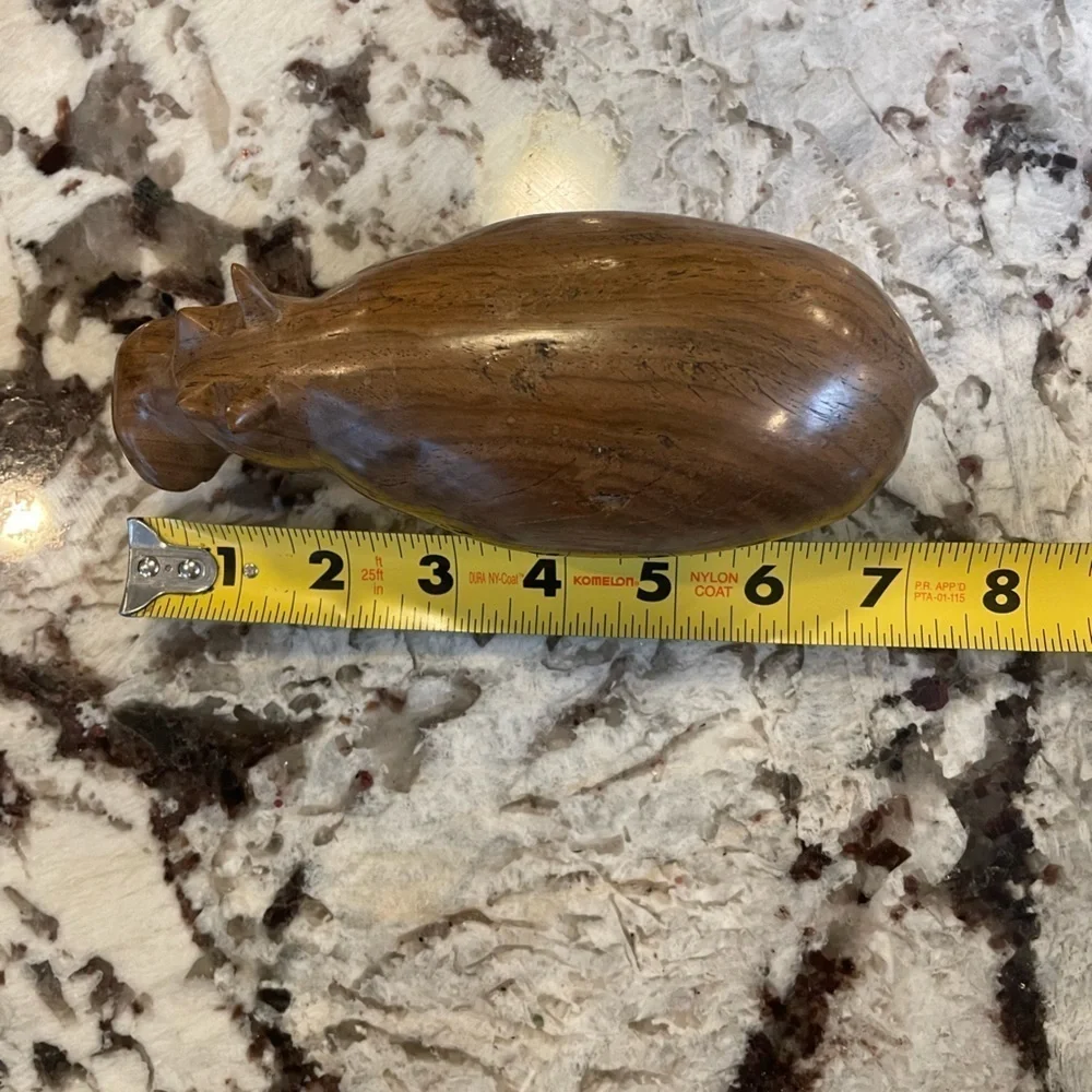Hand Carved Wood African Hippopotamus Decor Object